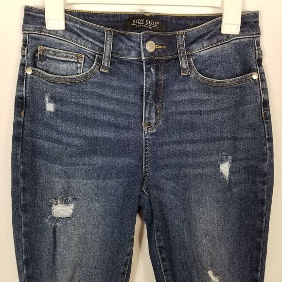 Judy Blue Women Beverly Vintage Relaxed Fit Jeans Size 27 Blue Distressed Crop - Picture 2 of 8